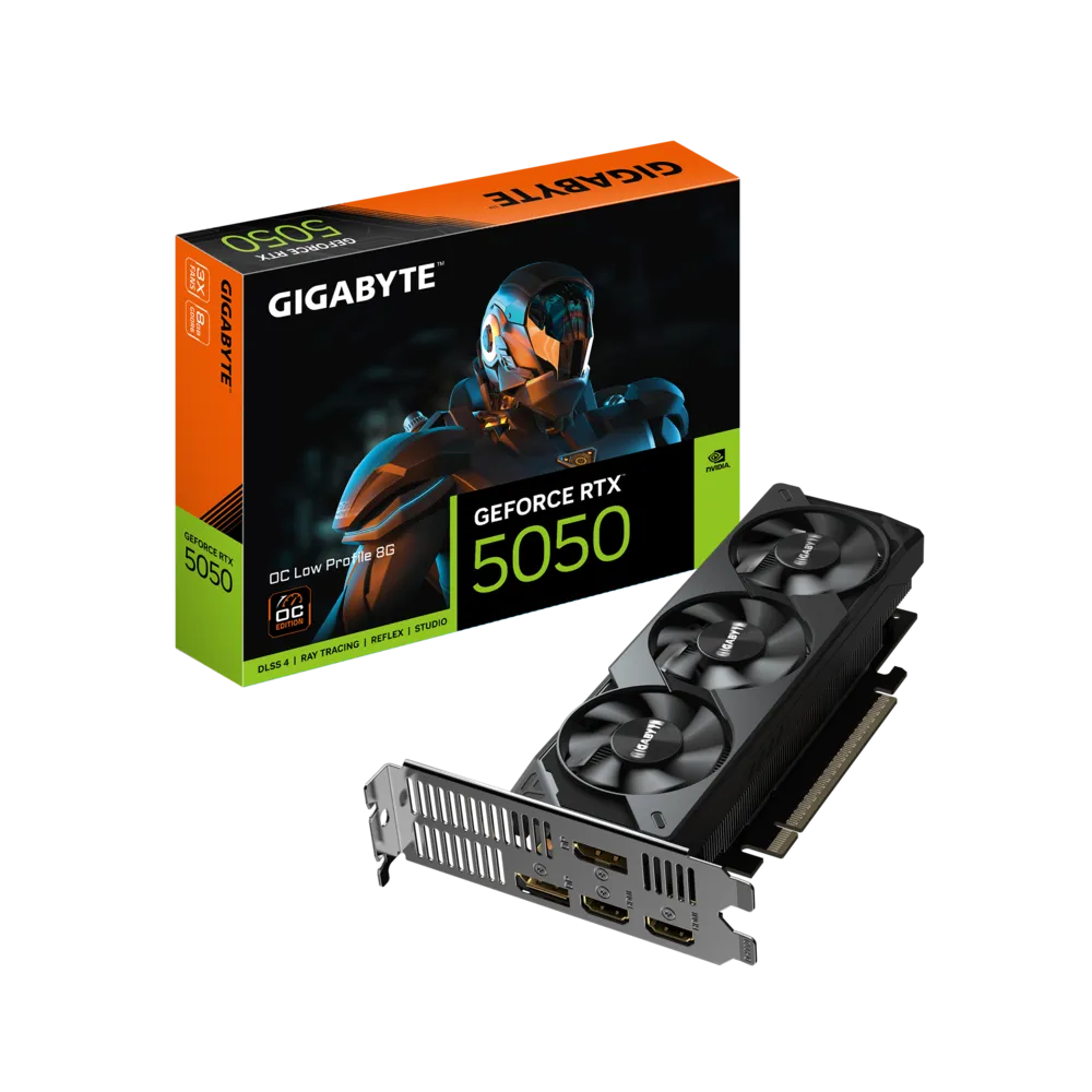 GIGABYTE GeForce RTX 5050 OC Low Profile 8GB – 8 GB GDDR6. 128‑bit. PCIe 5.0. 182 mm SFF. 2×DP + 2×HDMI. DLSS 4. Blackwell Architecture:圖片 2