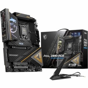 MSI MEG Z890 Ace LGA 1851 ATX Motherboard. Intel Z890 Chipset. 4x DDR5 UDIMM Slots. Up to 256GB Max Memory. Wi-Fi 7 & BT 5.4. 3x PCI-E x16 Slots. 5x M.2 Slots. Black