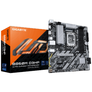 Gigabyte B860M D3HP mATX Motherboard – LGA 1851. DDR5 up to 9.066 MT/s (OC). PCIe 5.0. USB‑C Gen1. Gigabit LAN & AI-Driven BIOS