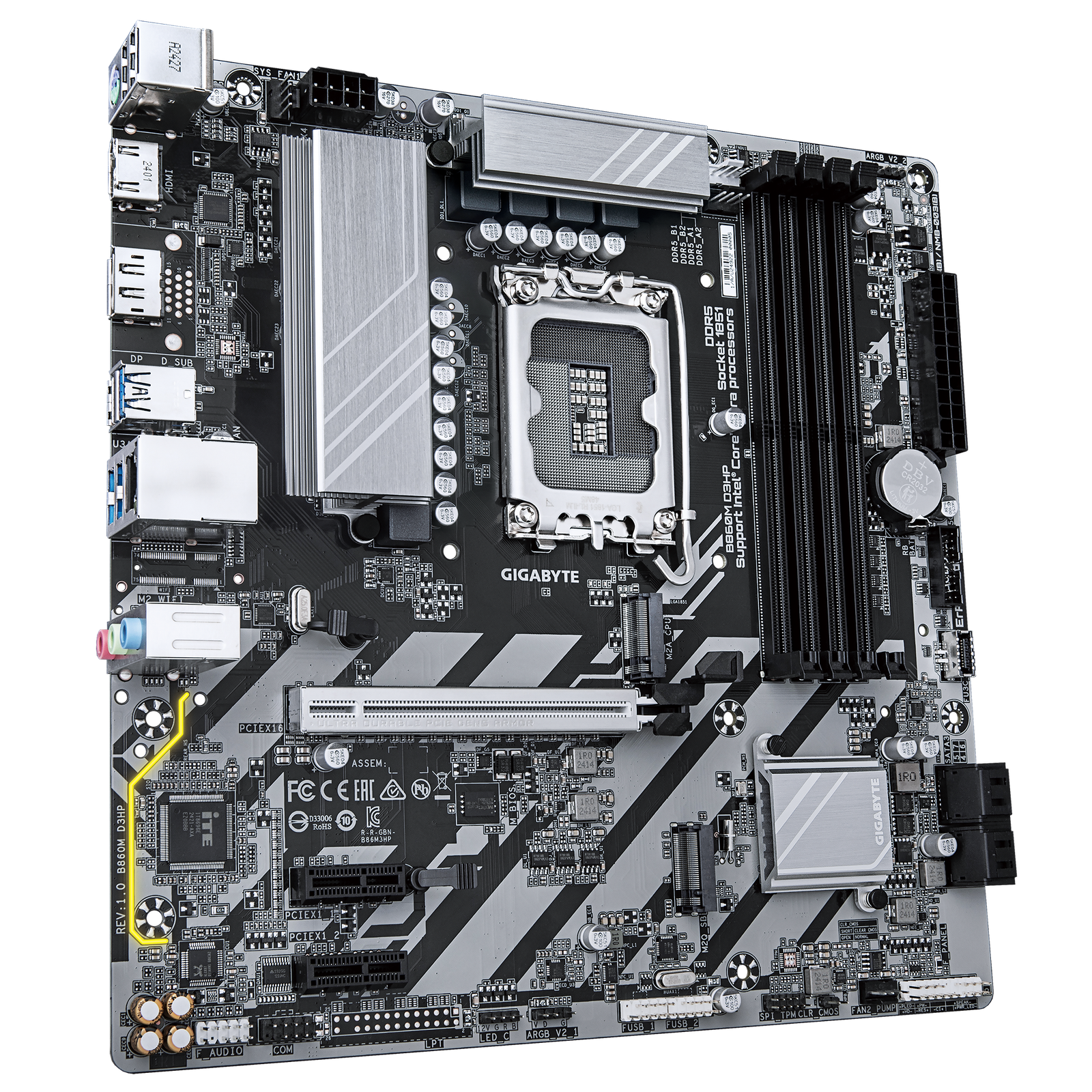 Gigabyte B860M D3HP mATX Motherboard – LGA 1851. DDR5 up to 9.066 MT/s (OC). PCIe 5.0. USB‑C Gen1. Gigabit LAN & AI-Driven BIOS:圖片 3